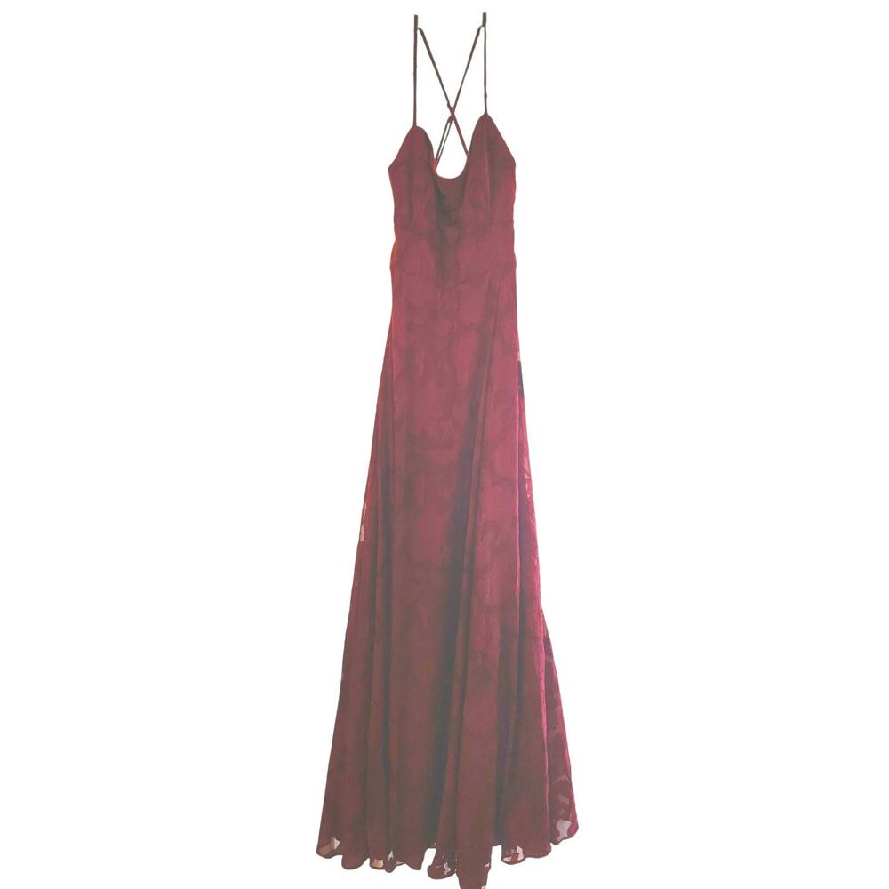 Lulus Burgundy Floral Maxi Dress NWT XL Formal Spaghetti Strap A-Line